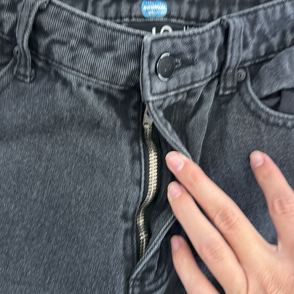 Lazy Oaf x Esther Bunny Do Not Disturb Wide Leg Crop Black Denim Jeans grey gray - Picture 3 of 6